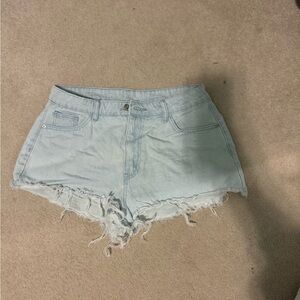 SHEIN Frayed Hem Bleached Denim Shorts